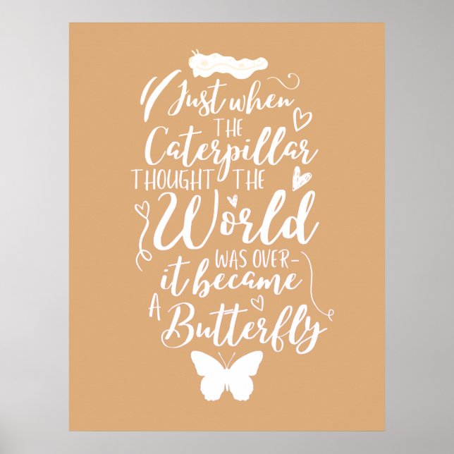 Inspirational Motivational Butterfly Quote Poster (Front)