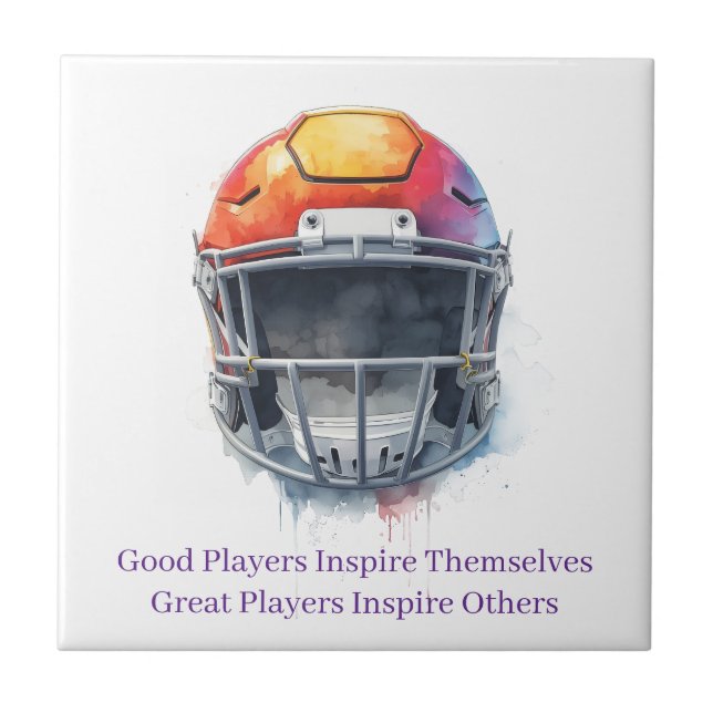 Inspirational Motivational Football Helmet  Ceramic Tile (Front)