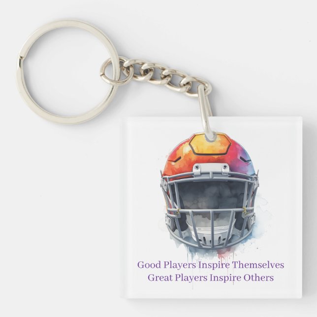 Inspirational Motivational Football Helmet  Keychain (Front)