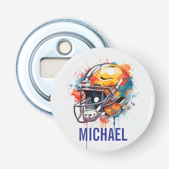 Inspirational Motivational Football Helmet Name Bottle Opener (Front)