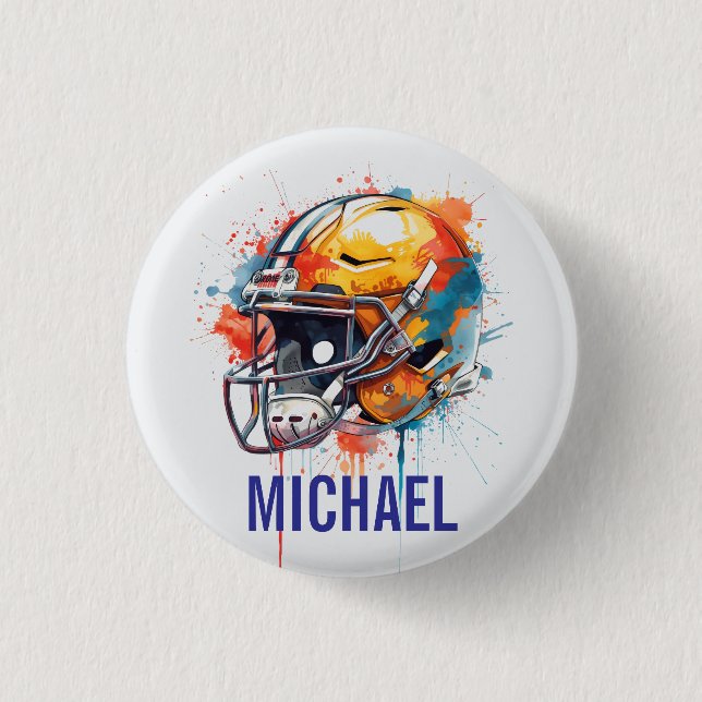 Inspirational Motivational Football Helmet Name Button (Front)