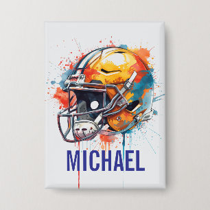 Inspirational Motivational Football Helmet Name Button