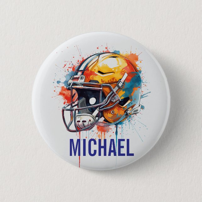 Inspirational Motivational Football Helmet Name Button (Front)