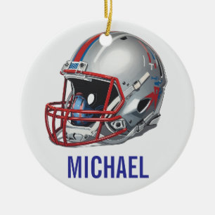 Inspirational Motivational Football Helmet Name Ceramic Ornament