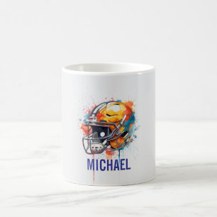 Inspirational Motivational Football Helmet Name Coffee Mug