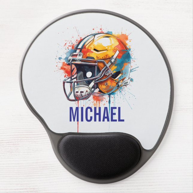 Inspirational Motivational Football Helmet Name Gel Mouse Pad (Front)