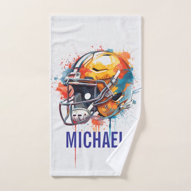 Inspirational Motivational Football Helmet Name Hand Towel (Hand Towel)