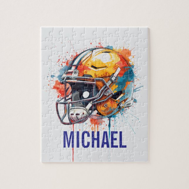 Inspirational Motivational Football Helmet Name Jigsaw Puzzle (Vertical)