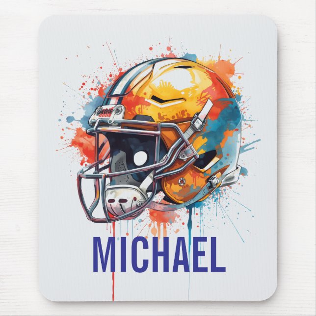 Inspirational Motivational Football Helmet Name Mouse Pad (Front)