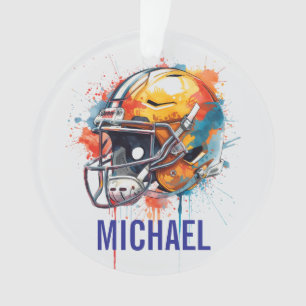 Inspirational Motivational Football Helmet Name Ornament