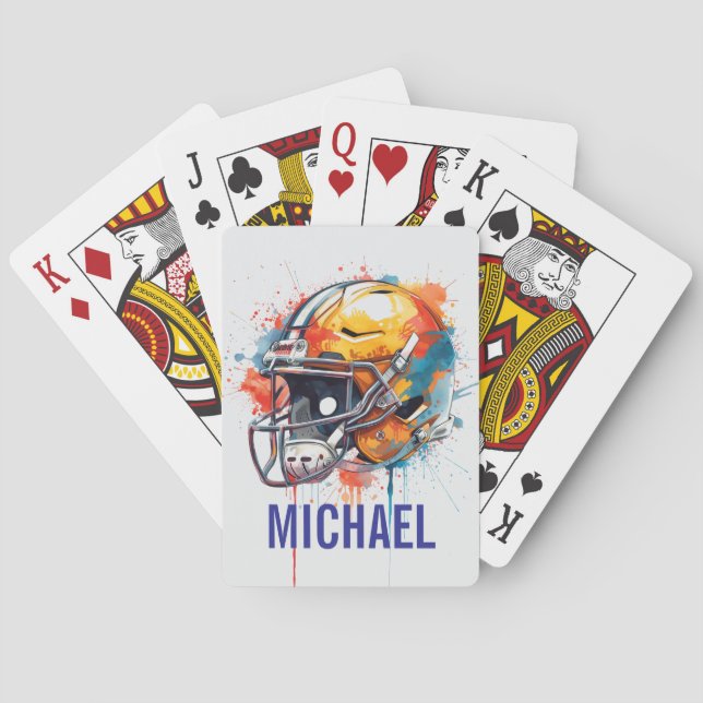 Inspirational Motivational Football Helmet Name Poker Cards (Back)