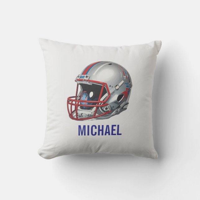 Inspirational Motivational Football Helmet Name Throw Pillow (Front)