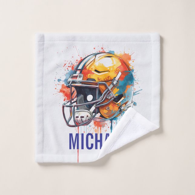 Inspirational Motivational Football Helmet Name Wash Cloth (Wash Cloth)