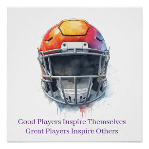 Inspirational Motivational Football Helmet Poster