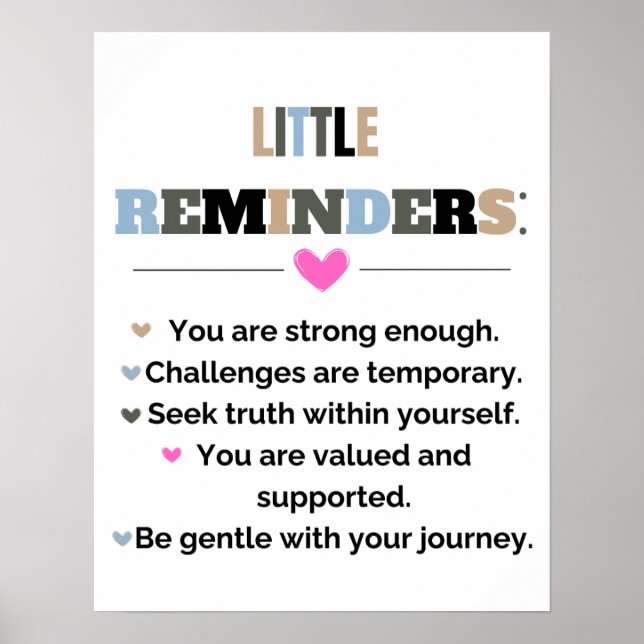 Inspirational Motivational Gifts Little Reminders Poster (Front)
