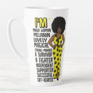 Inspirational motivational positive black queen latte mug