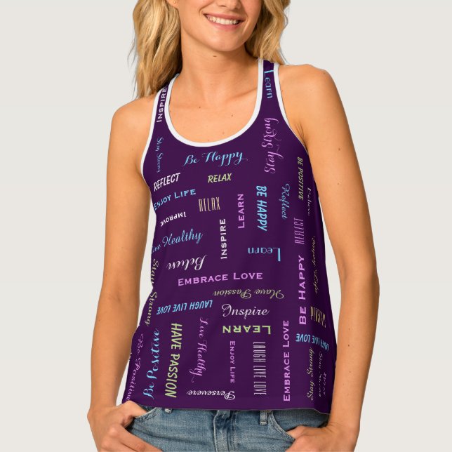 Inspirational Motivational Purple All Over Print Tank Top (Front)