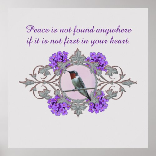 Inspirational Motivational Quote and Hummingbird Poster