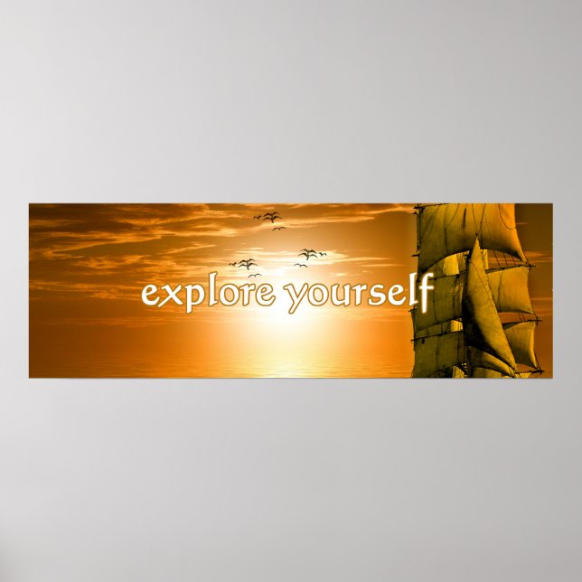 inspirational motivational quote explore yourself poster (Front)