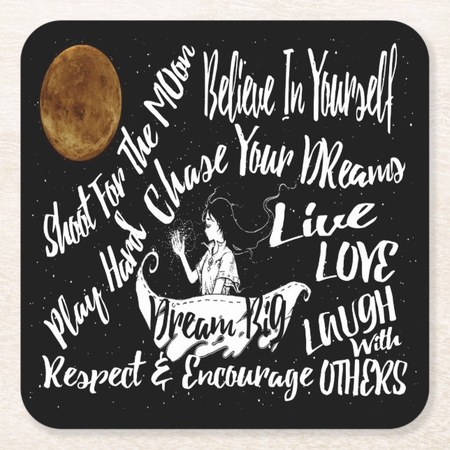 Inspirational Motivational Quote party coaster (Front)