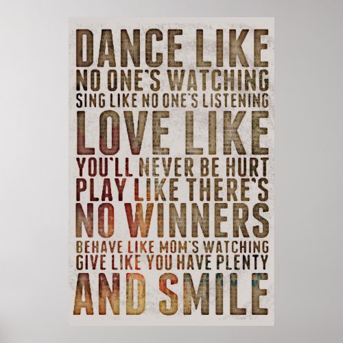 Inspirational Motivational Quote Stylish Dance Poster