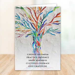 Inspirational Motivational Quote Tree  Letterpress Thank You Card