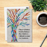 Inspirational Motivational Quote Tree Postcard<br><div class="desc">This decorative postcard features a mosaic tree in rainbow colors and an inspiring quote.
Because we create our own artwork you won't find this exact image from other designers.
Original Mosaic © Michele Davies.
Original Quote © Michele Davies.</div>