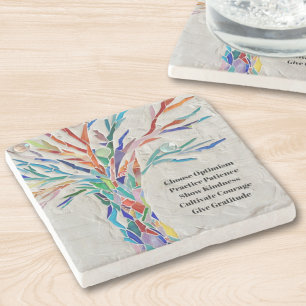 Inspirational Motivational Quote Tree Stone Coaster