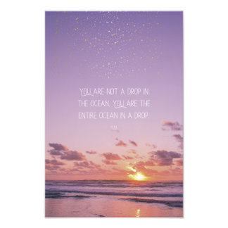 Inspirational Motivational Rumi Quote Sunset Sea Photo Print