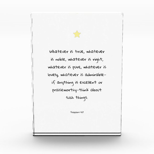 Inspirational Motivational Scripture Bible Quote Acrylic Award (Front)