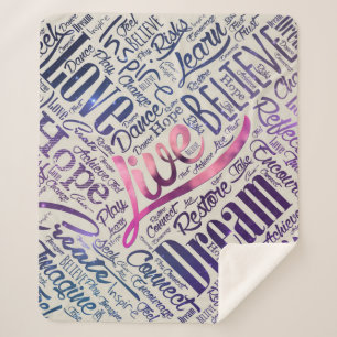 Inspirational Motivational Word Cloud Art Sherpa Blanket