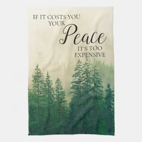 Inspirational Mountains Misty Forest Fog Peace Kitchen Towel