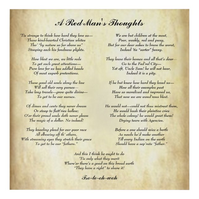 Inspirational Native American Indian Poem Acrylic Print (Front)