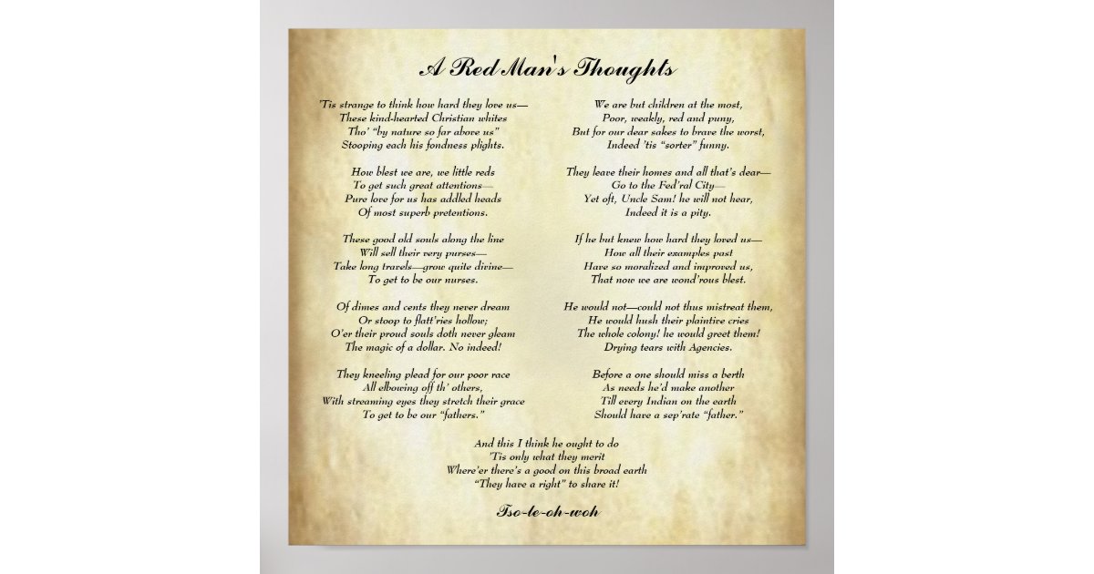 Inspirational Native American Indian Poem Poster | Zazzle