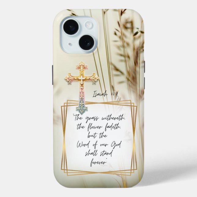 Inspirational Nature Faith Grass Pastel Cross Case-Mate iPhone Case (Back)