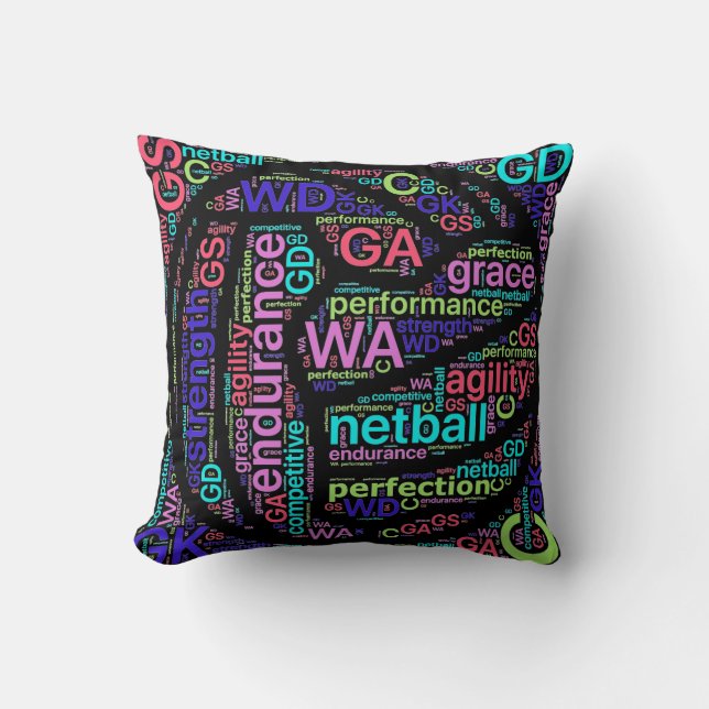 Inspirational Netball Positions Themed Design Throw Pillow (Front)