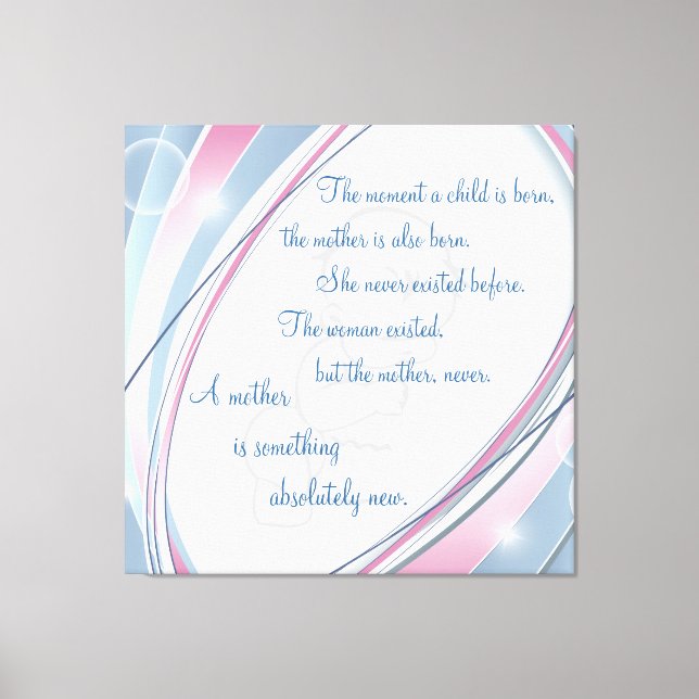 Inspirational New Mother Wrapped Canvas Print (Front)