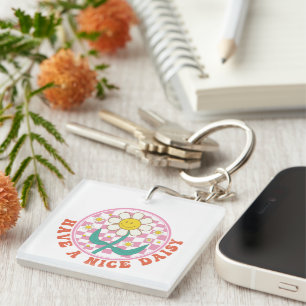 Inspirational Nice Daisy Wordart Keychain