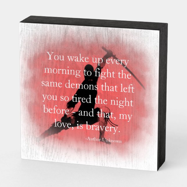 Inspirational Ninja Warrior Affirmation Wooden Box Sign (Angled Horizontal)