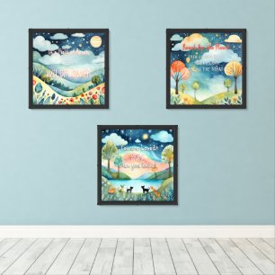 Inspirational Nursery Wall Art, Set of Three
