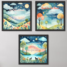 Inspirational Nursery Wall Art, Set of Three