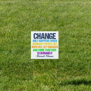 Inspirational Obama Quote Vote for Change Yard Sign