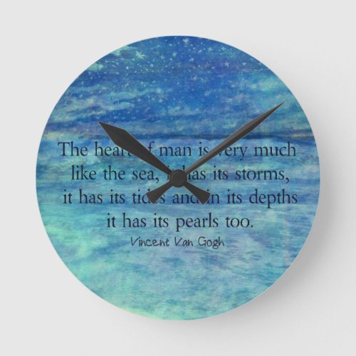 Inspirational ocean sea quote round clock