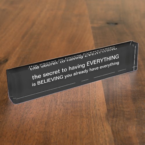 Inspirational Office Saying Desk Name Plate