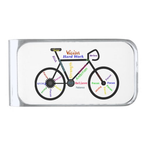 Inspirational or Motivational Words for Biking Fan Silver Finish Money Clip