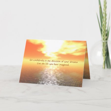 Inspirational Orange Sunset Over Calm Sea Card