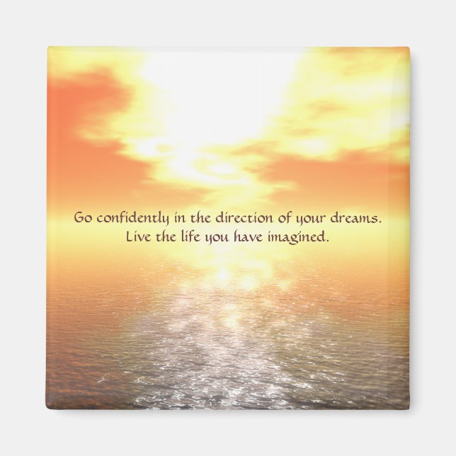 Inspirational Orange Sunset Over Calm Sea Magnet (Front)