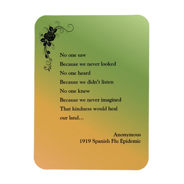 Inspirational Pandemic Poem 1919 Magnet (Vertical)