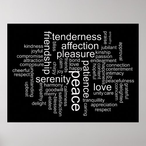 Inspirational Peace and Love Word Cloud Poster