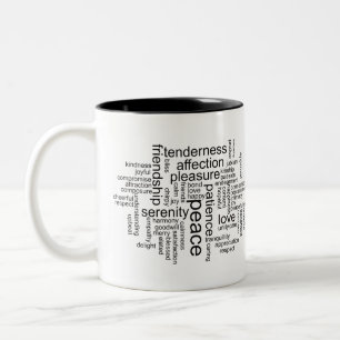 Inspirational Peace and Love Word Cloud Two-Tone Coffee Mug
